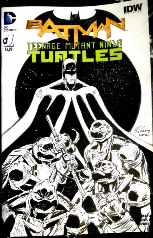 BATMAN TMNT BLANK VARIANT SKETCH COVER ART SIGNED IAN NICHOLS, in ...