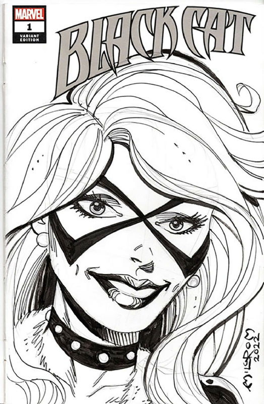 BLACK CAT SKETCH COVER ORIGINAL ART SIGNED AL MILGROM, in Inkwell ...