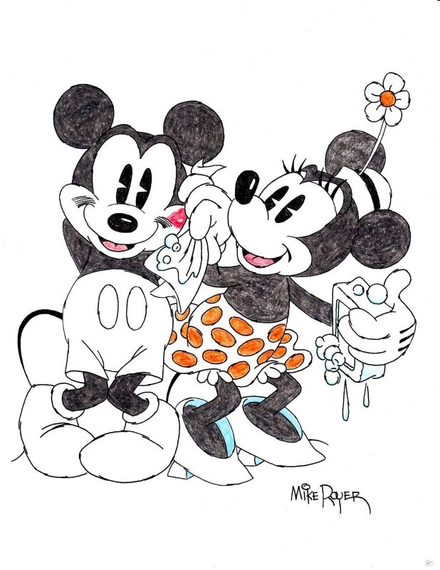 MICKEY 20  Mickey and minnie kissing, Minnie mouse drawing