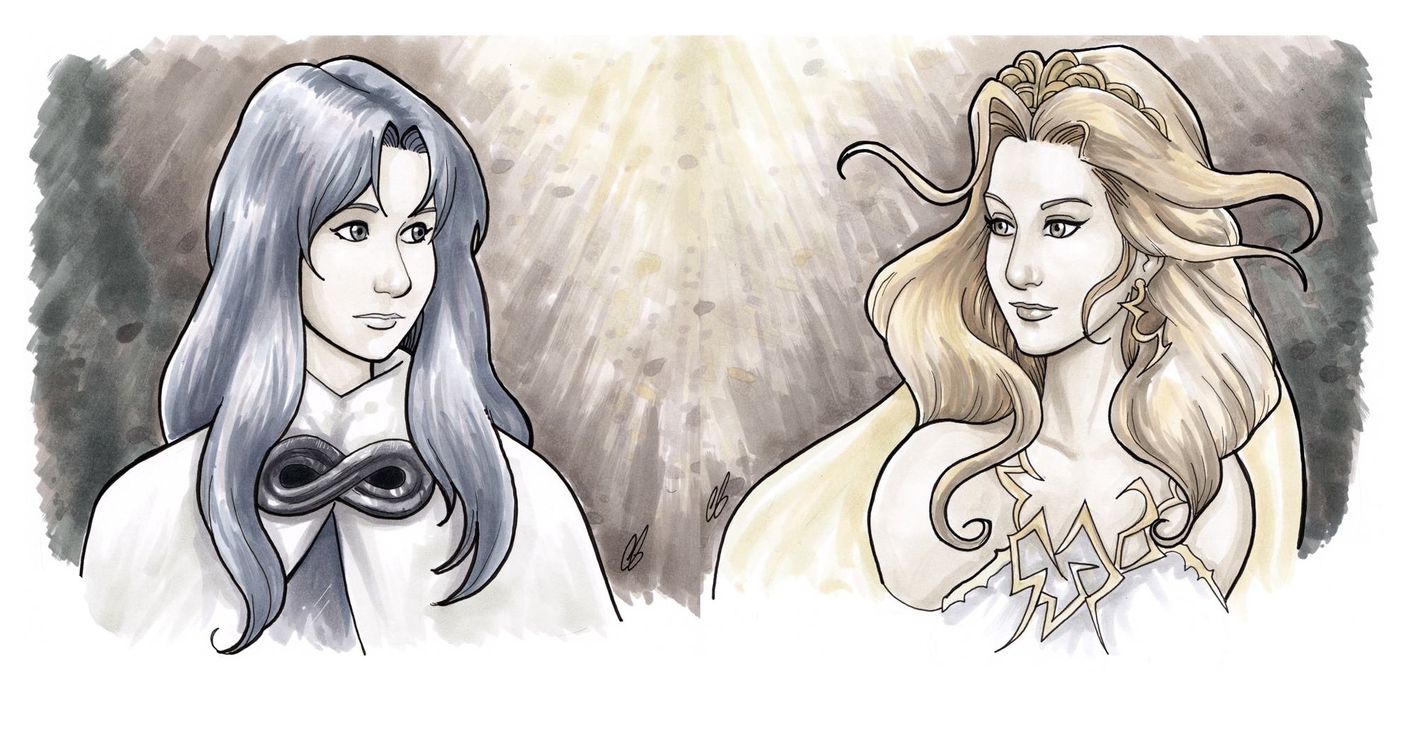 A Tale Of Two Goddesses Featuring Aura Hack Dot Hack Series And Cosmos Dissidia Final Fantasy Duodecim In Andreas G S Stand Alone Pieces Comic Art Gallery Room