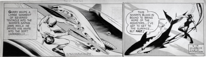 Al McWilliams Twin Earths 3-19-1954 Gary battles shark!!! Comic Art