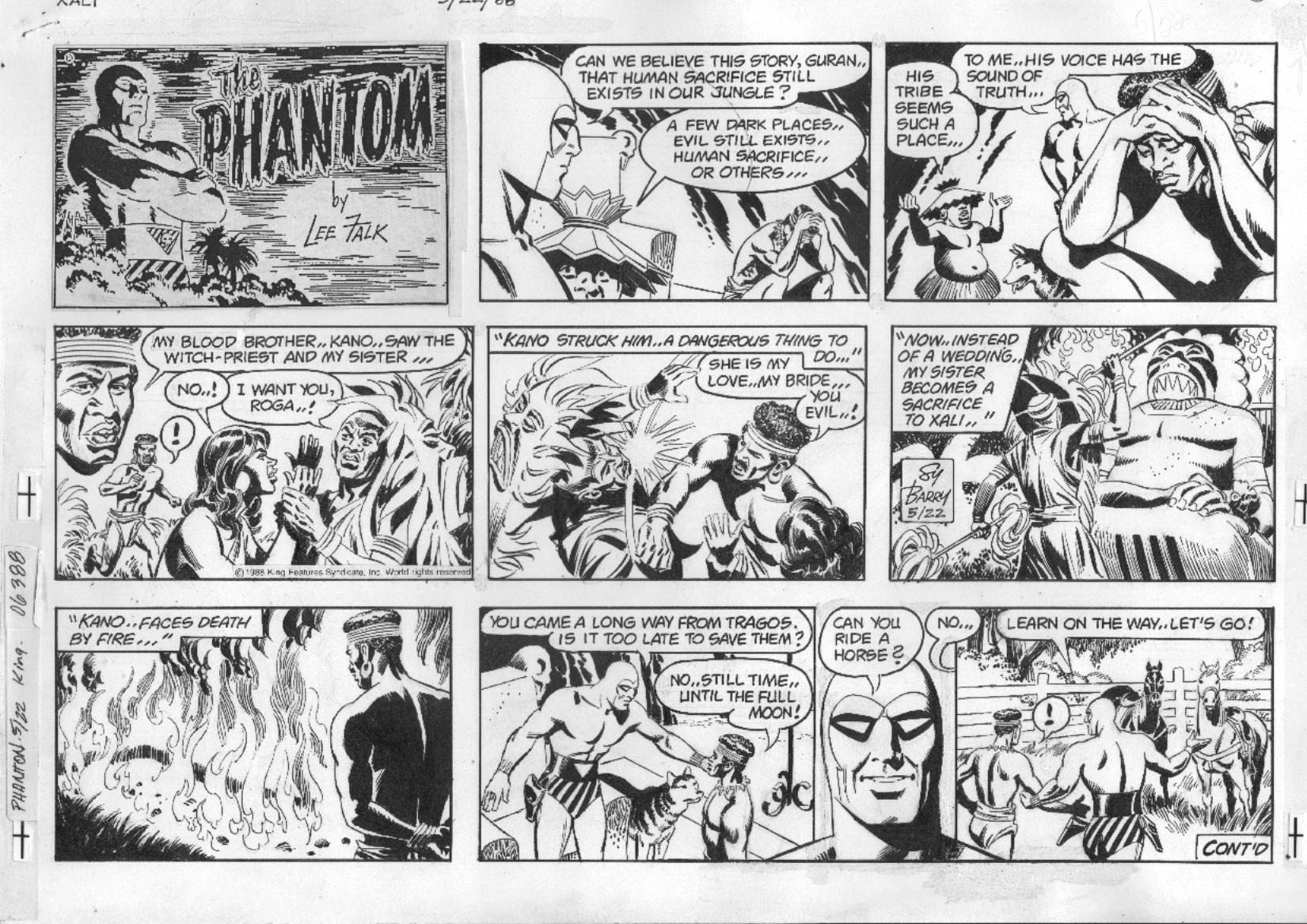 BARRY, SY - Phantom Sunday 5/22 1988, human sacrifice, in Stephen  Donnelly's Phantom comic art - WILSON McCOY, SY BARRY, BILL LIGNANTE Comic  Art Gallery Room