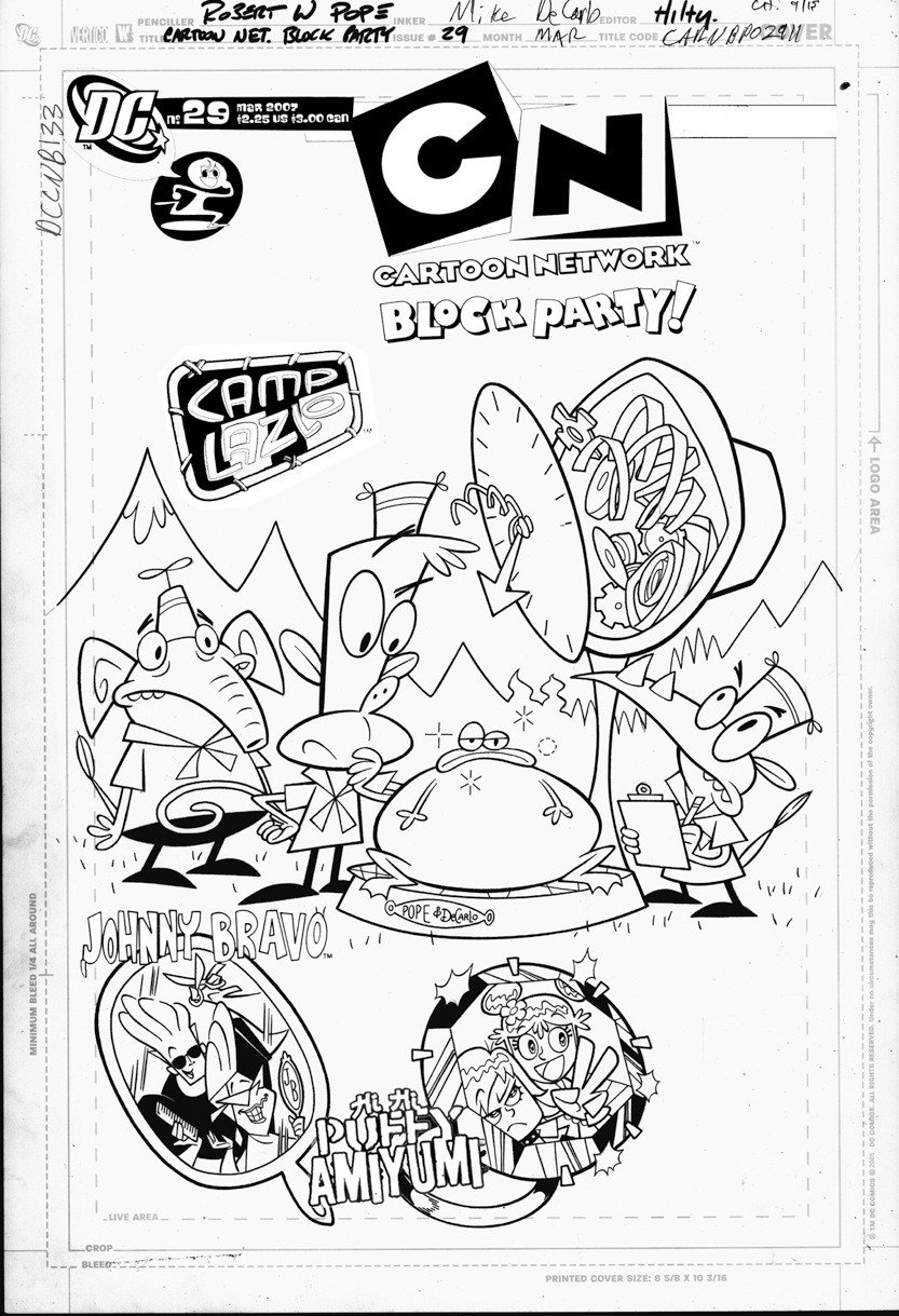 POPE, ROBERT - Cartoon Network Block Party, Camp Lazlo, Johnny Bravo, in  Stephen Donnelly's DC Cover Art For Sale Comic Art Gallery Room