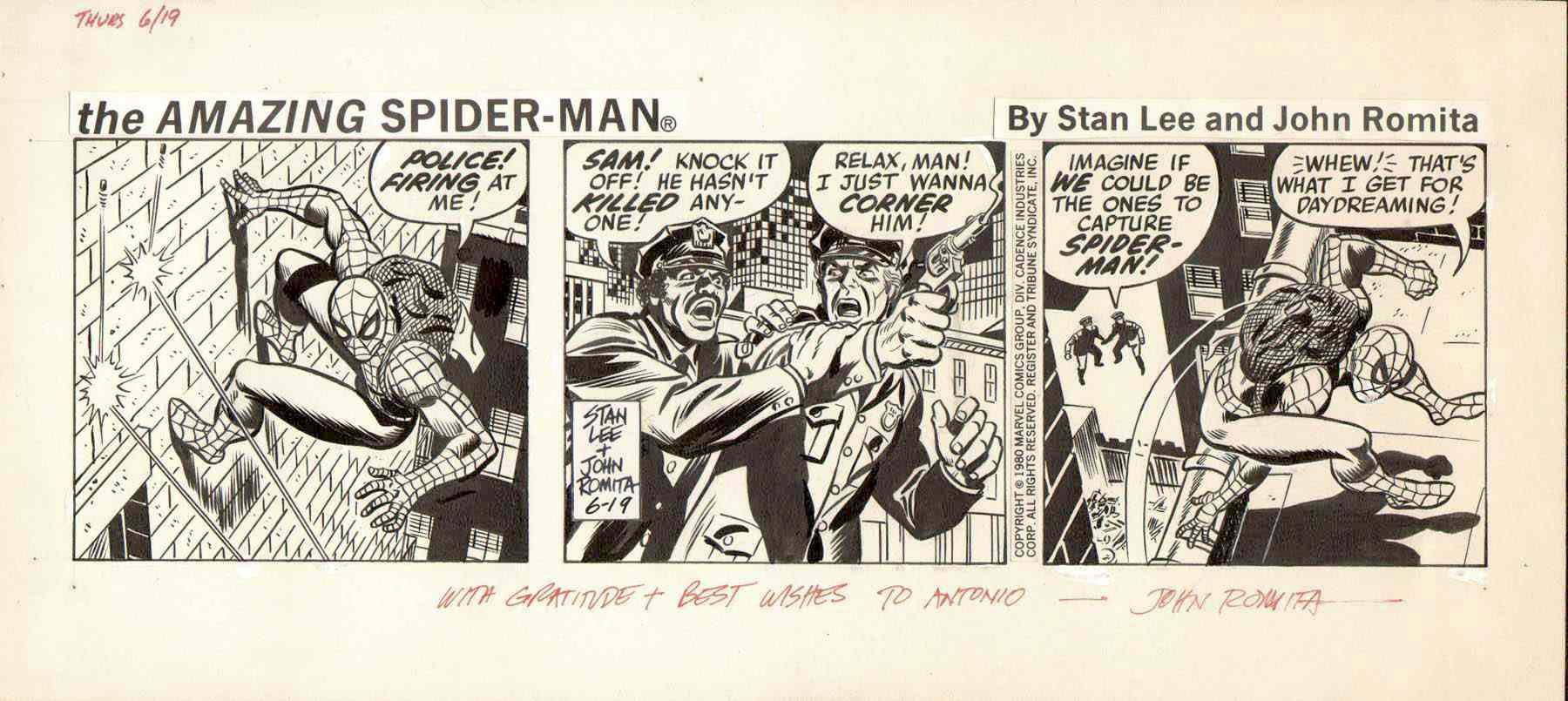 Romita John Sr Amazing Spiderman Daily Spidey Wall Climbing From Cops In Stephen