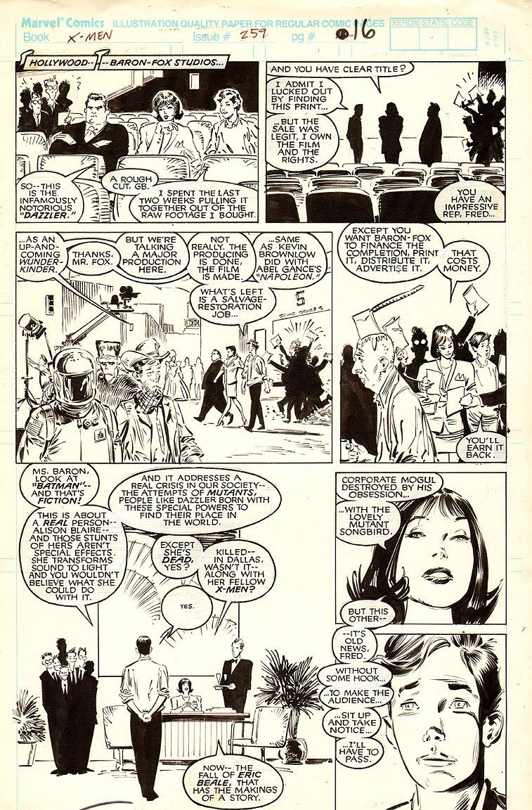 SILVESTRI, MARC - Uncanny X-Men #259 pg 16, Dazzler movie, in Stephen ...