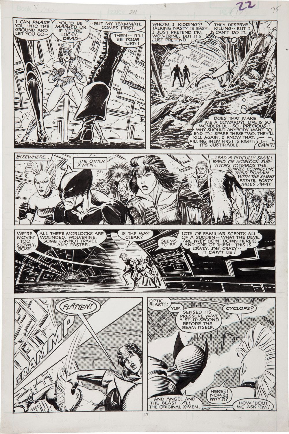 ROMITA JR, JOHN / BLEVINS / inks WILLIAMSON - Uncanny X-Men #211 pg 17 ...