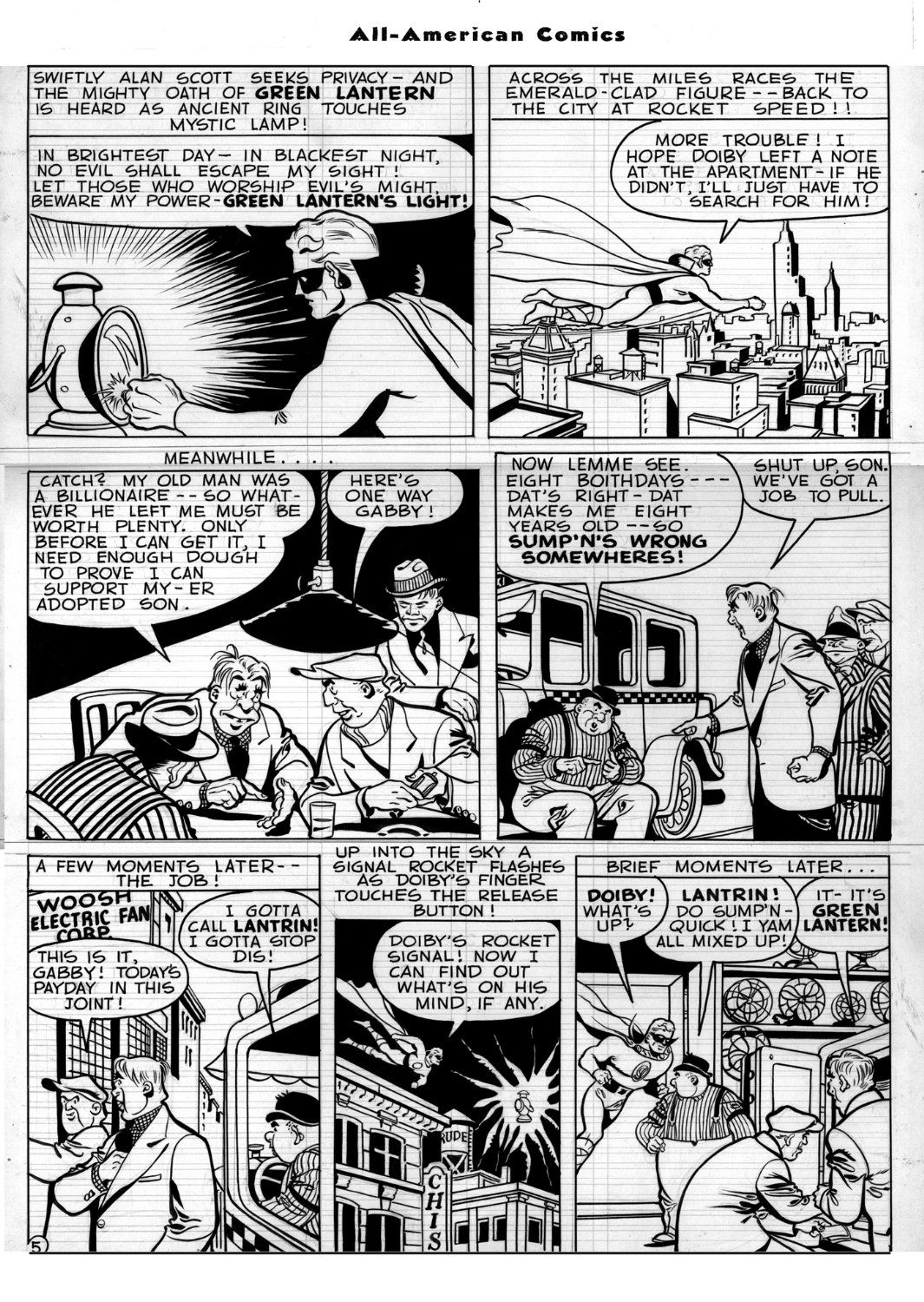 REINMAN, PAUL - All American Comics #? large pg 5, Classic Green ...