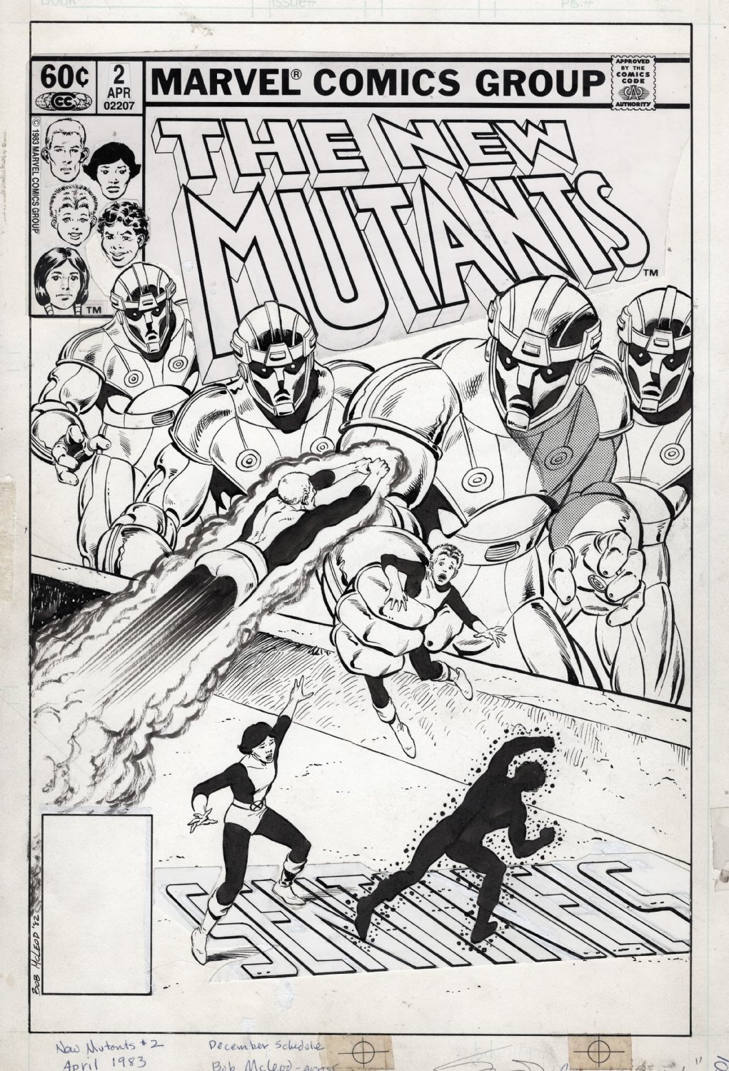 McLEOD, BOB - New Mutants #2 cover, Team shot, 2nd issue 1983, in Stephen  Donnelly's MCLEOD, BOB - New Mutants covers Comic Art Gallery Room