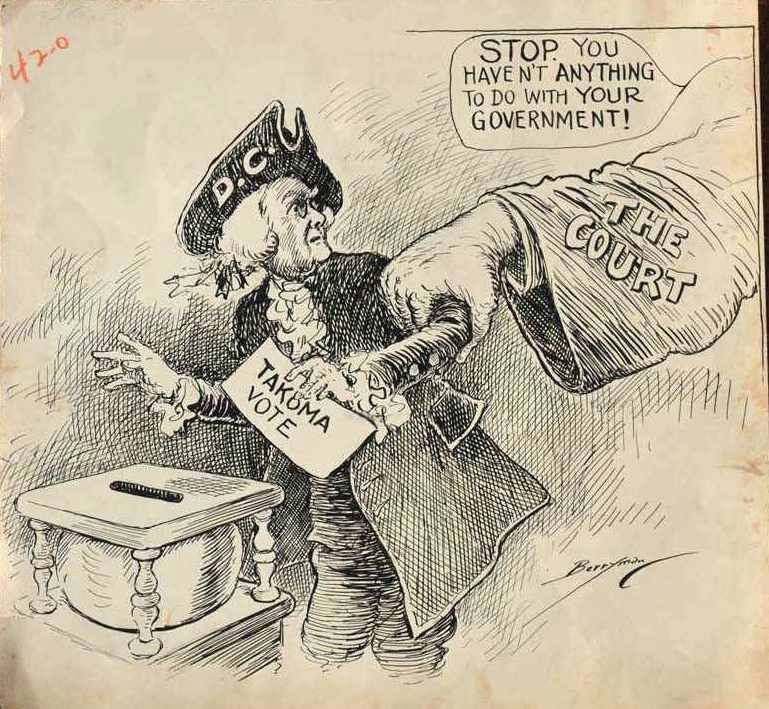 BERRYMAN, CLIFFORD - Political Cartoon, DC vote, hand of court - 1920s ...