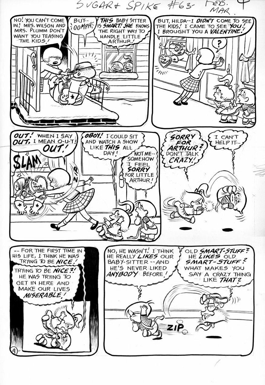 MAYER, SHELDON - Sugar & Spike #63 2up pg 4, S&S and baby sitter, in ...