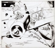 McWILLIAMS, AL - Flying Aces Magazine 1940, Airplane pre-WW2 pulp, Flying net, illustration Comic Art