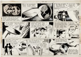 McWILLIAMS, AL - Twin Earths Sunday, in flying Saucer over planet, the boys fly own shuttle, 12/6 1953 Comic Art