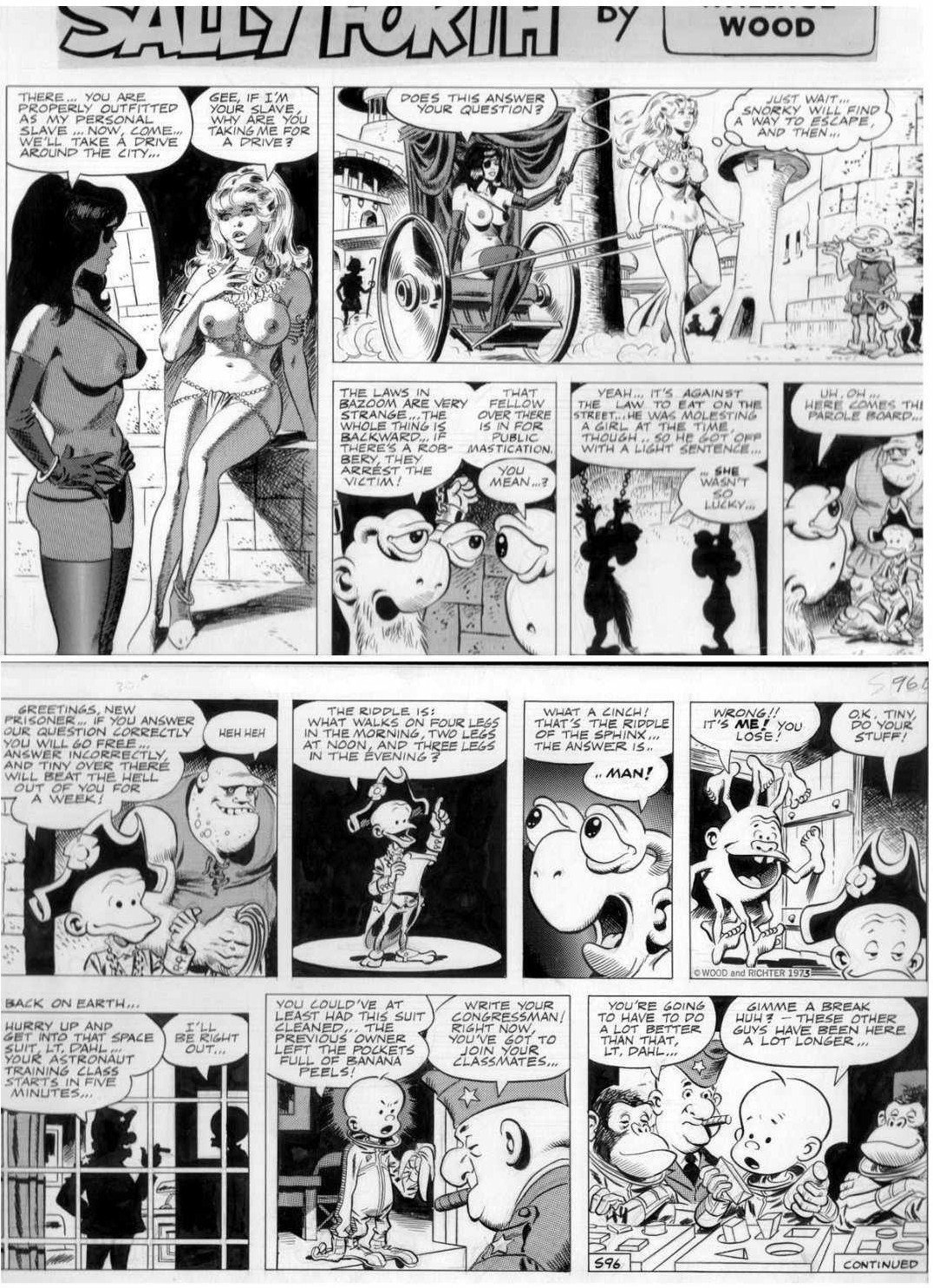 Hot Cartoon Porn Sally Forth - WOOD, WALLY - Sally Forth Sunday #96 - Boobarella makes Sally her slave, in  Stephen Donnelly's WOOD, WALLY - Marvel, Daredevil; DC; Thunder Agents  pages, Sally Forth, Cannon; Galaxy Magazine Comic Art Gallery Room