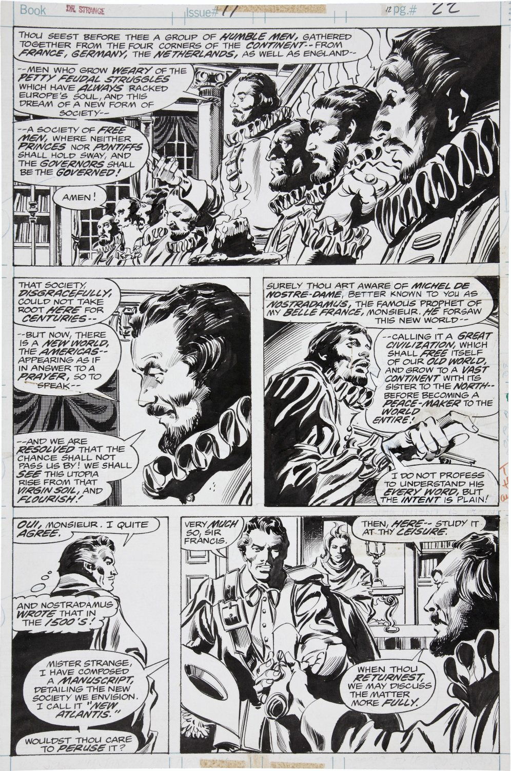 COLAN, GENE - Doctor Strange #17 pg 22, Doc with Francis Bacon, in ...