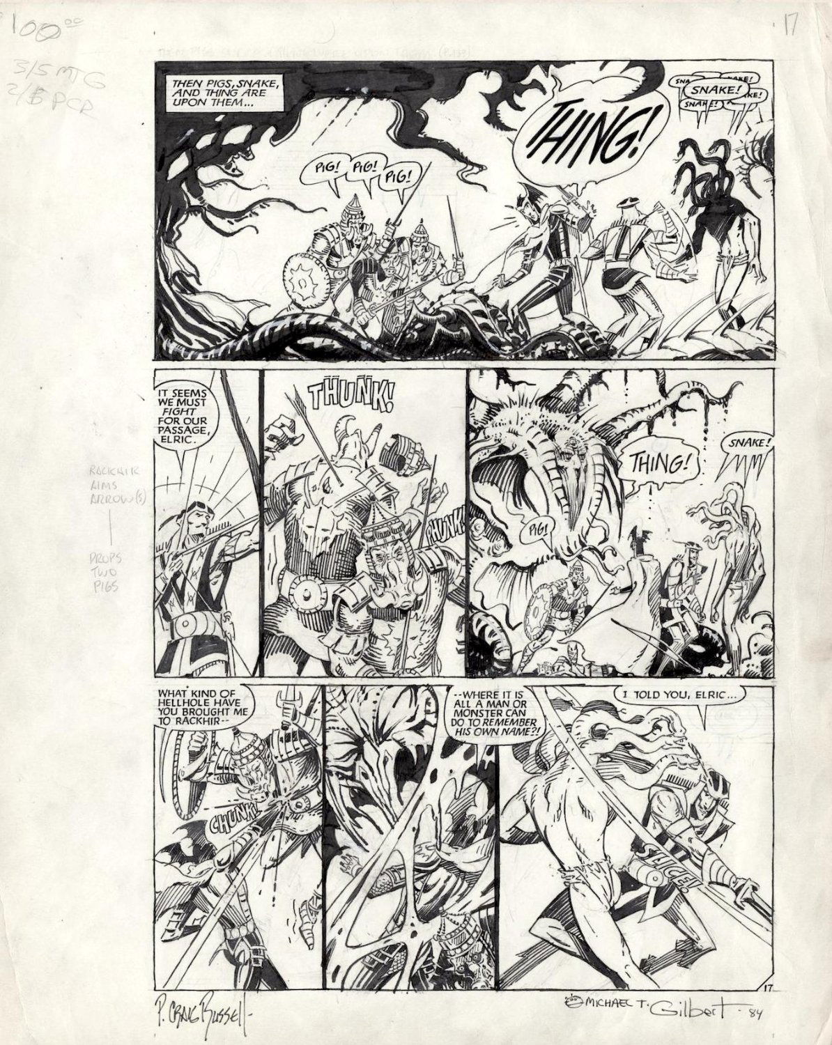 RUSSELL, CRAIG / GILBERT Elric #5? pg 14, Elric, archer Rackhir battle ...