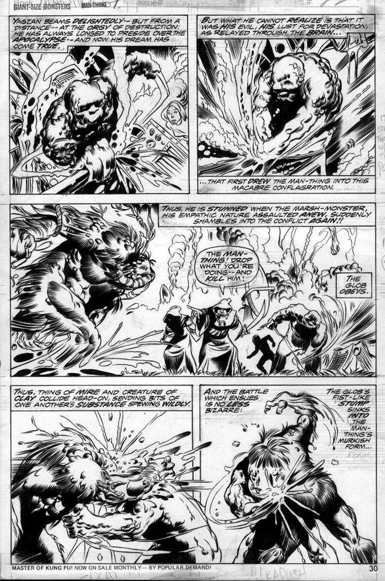 PLOOG, MIKE - Giant Size Manthing #1 pg 30, Manthing vs Glob + Nixon ...