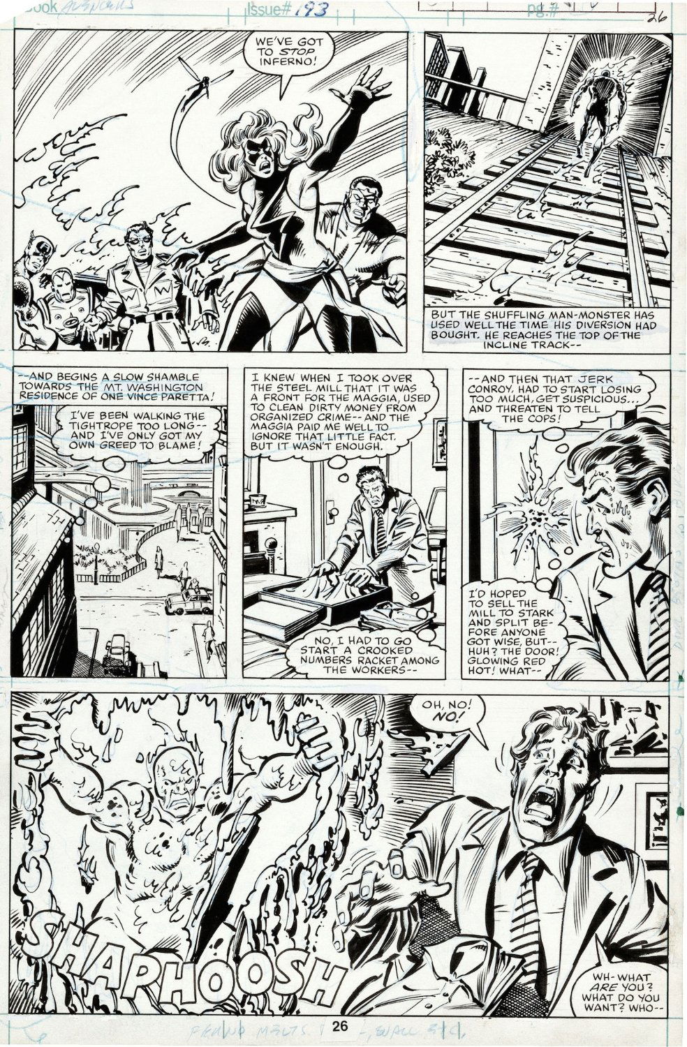 Miller, Frank Signed   Sal Buscema - Avengers #193 Pg 26, Full Team 