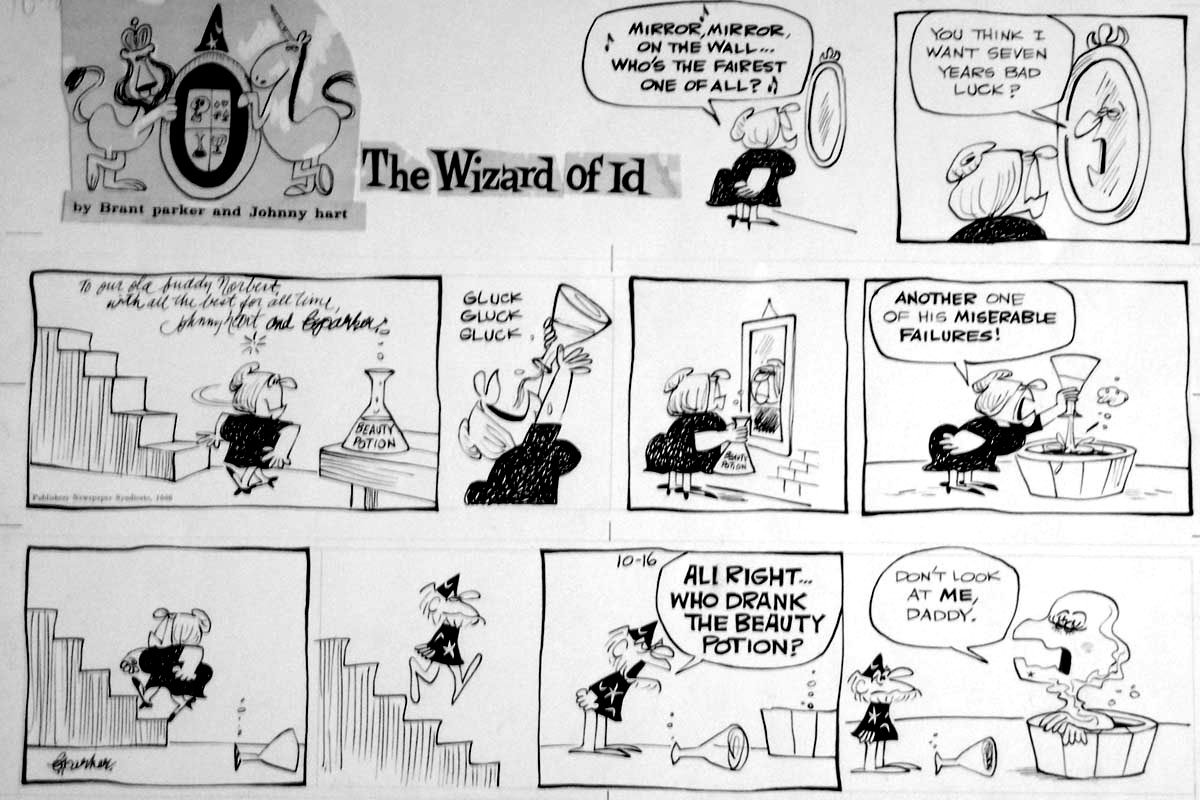 The Wizard of Id, 26/06/1966 pencil and ink on thin car…