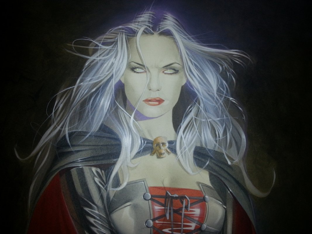 Lady Death, in Pinup Brigade's Raufeisen, Andreas Comic Art Gallery Room