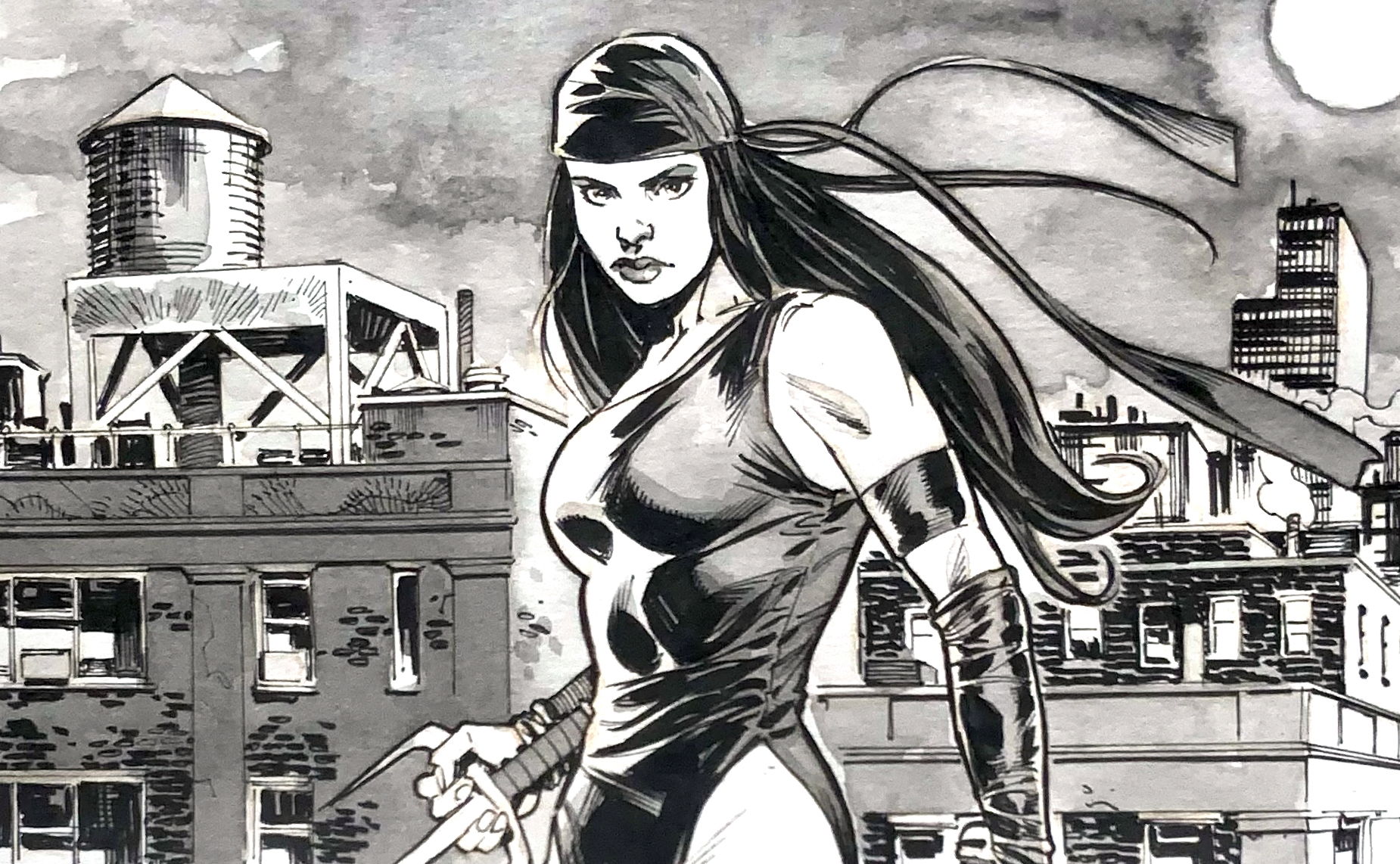 Elektra, in Hulk 213's Elektra Comic Art Gallery Room