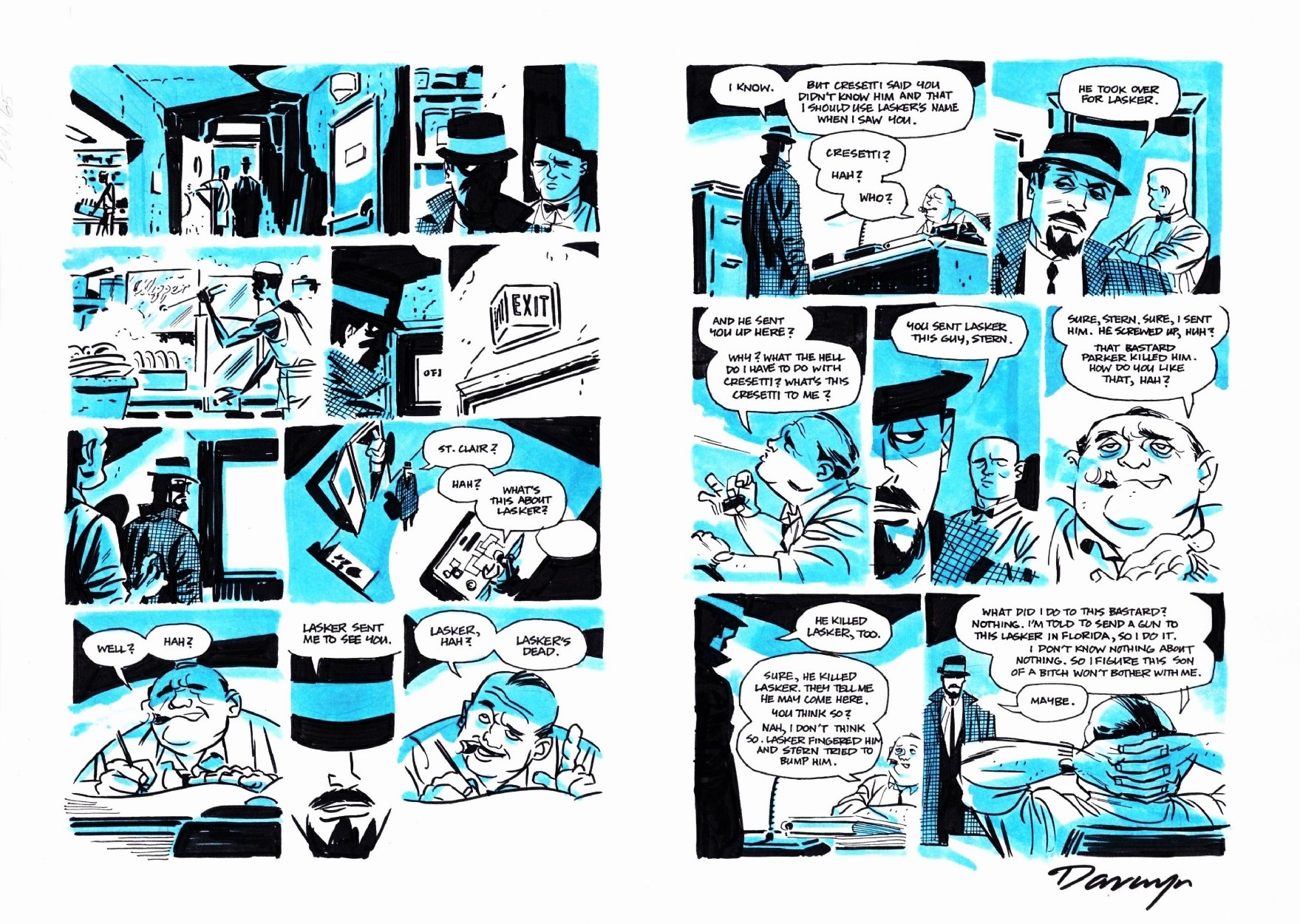 Darwyn Cooke Parker The Outfit Page 64 And 65 In C S Font Color 0x000000 Darwyn Cooke S Font Parker Comic Art Gallery Room