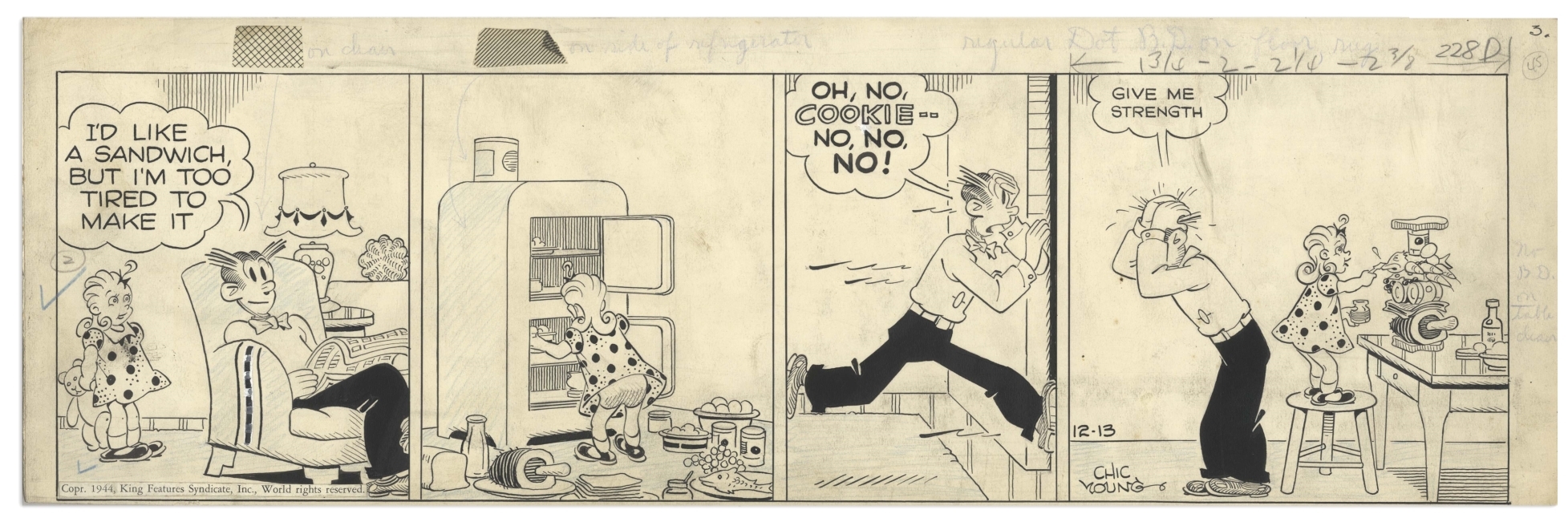 Blondie - 12/13/1944, in Ted Latner's Comic Strips Comic Art Gallery Room