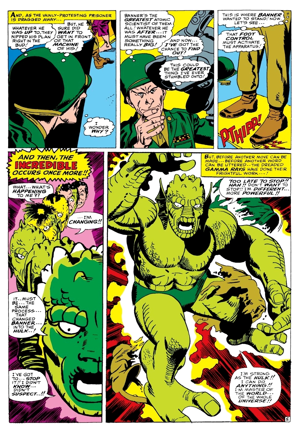 Tales to Astonish #90 story page 5 (1st Abomination), in Ted Latner's Hulk  Smash! Comic Art Gallery Room
