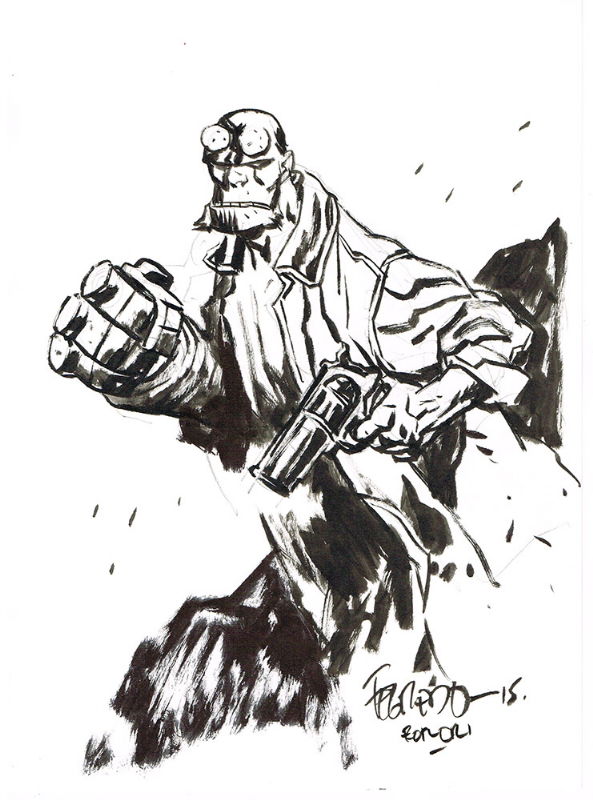 Hellboy by Duncan Fegredo, in Ori Ayalon's Hellboy Comic Art Gallery Room