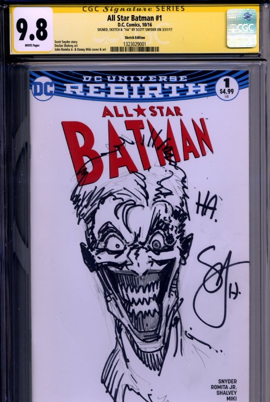 Snyder Joker on All Star Batman #1, in Doug MedicAR's Graded Sketch Covers  Comic Art Gallery Room