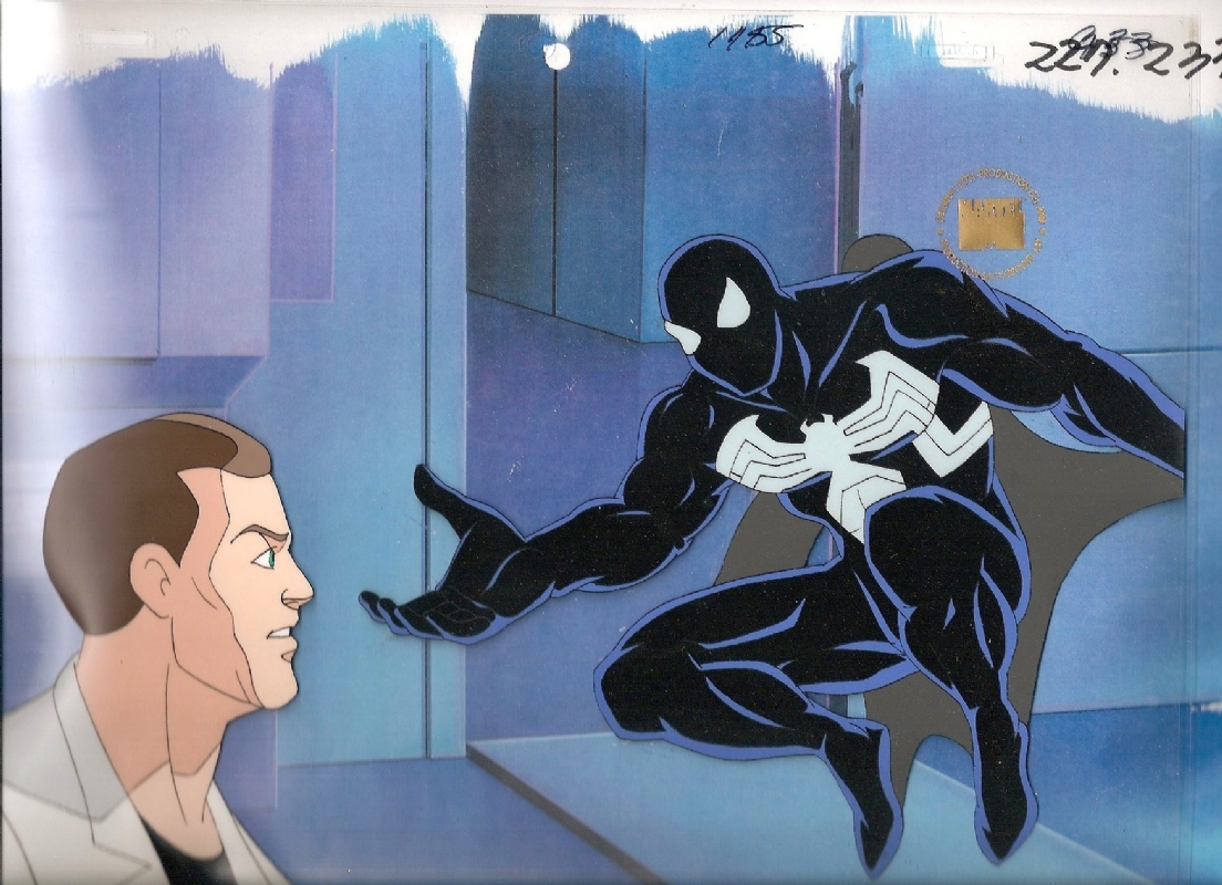 Spider-man The Animated Series - The Alien Costume Part 2 - Black Spider-man  (Venom) Cel, in Tommy S's Spider-man The Animated Series Animation Art  Comic Art Gallery Room