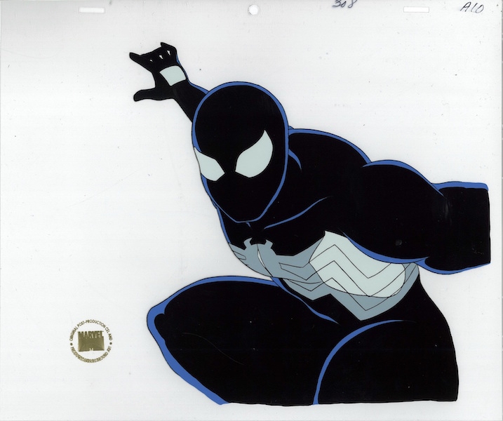 Spider-man The Animated Series - The Alien Costume Part 1 - Black Spider-man  (Venom) Cel, in Tommy S's Spider-man The Animated Series Animation Art  Comic Art Gallery Room