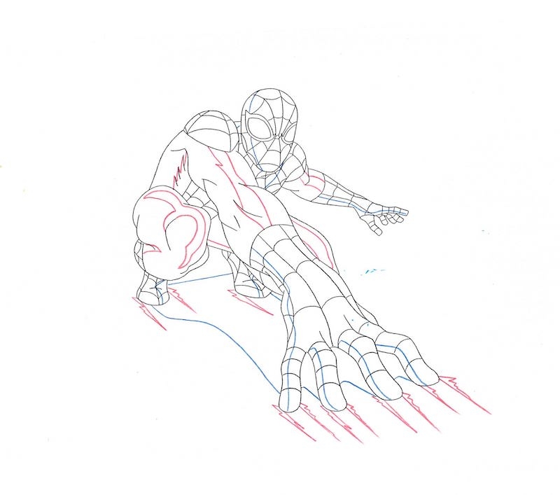 Ultimate Spider-man Cartoon Animation Cel Drawing - Spider-man Slides, in  Tommy S's Ultimate Spider-man Animation Art Comic Art Gallery Room
