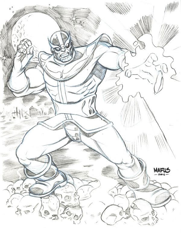 Thanos, in Matt Wieringo's Marvel Characters Comic Art Gallery Room