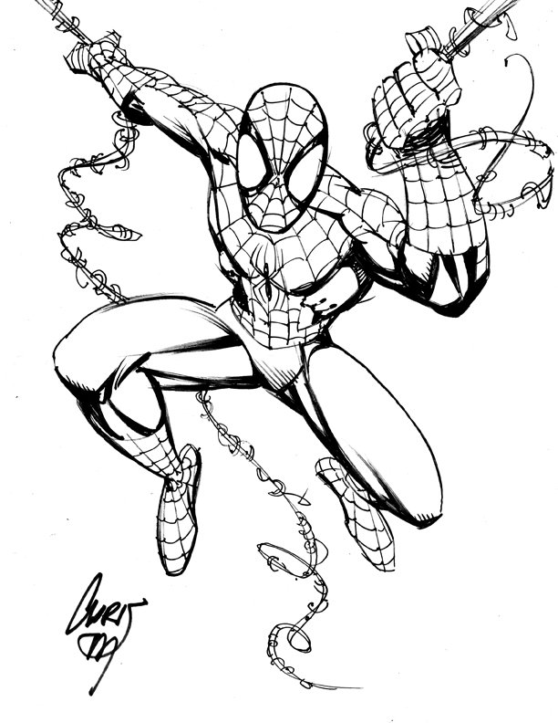 Spider-Man--B&W Swinging, in Chris Marrinan's Comic Art for Sale Comic ...