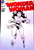 Wonder Woman punching Comic Art