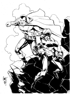 Destroyer and Captain Marvel pin-up sketch Comic Art
