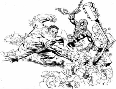Hulk vs Spider-Man commission Comic Art