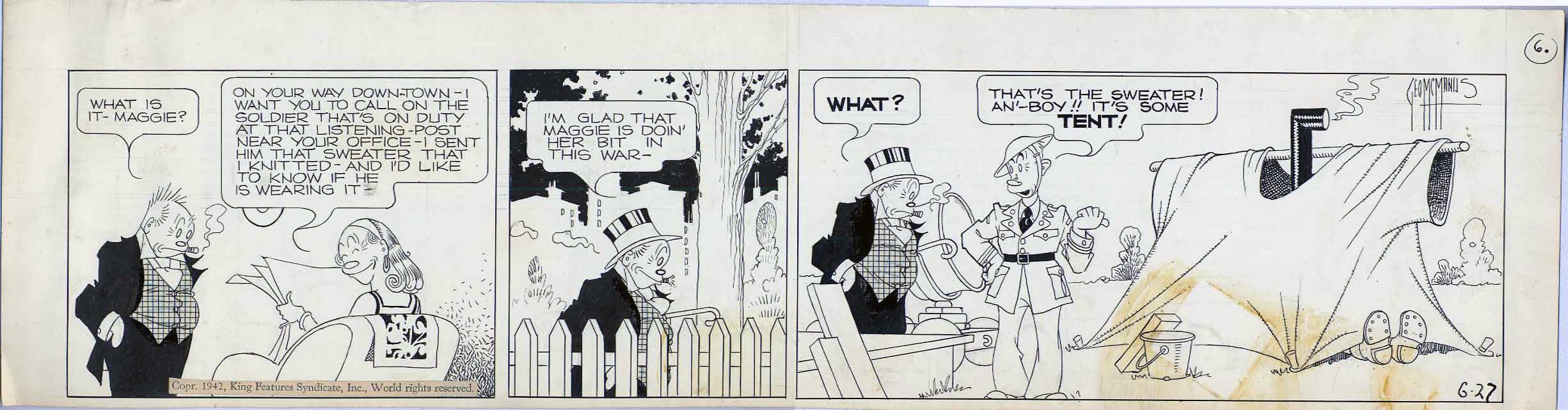 Bringing Up Father (06/27/42) by George McManus, in Brian Coppola's Strip  Art Comic Art Gallery Room