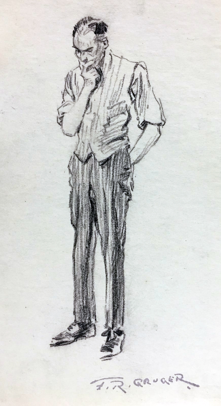 Sketch elderly man standing on street Royalty Free Vector