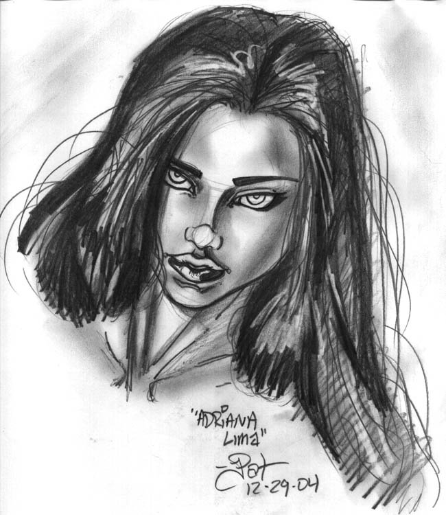 Pencil portrait of Adriana Lima drawn from photo reference  rdrawing