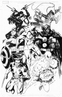 Daredevil / Iron First / Thor / Wolverine / Spiderman / Elektra / Captain America JAM PIECE by De La Torre / Peeples / Edwards / Perkins / Lafuente / Fox / Scalera / Sawyer Comic Art