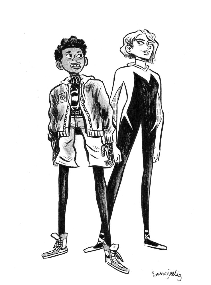 Into the SpiderVerse Miles Morales & Gwen Stacy by Bruno Seelig (2018