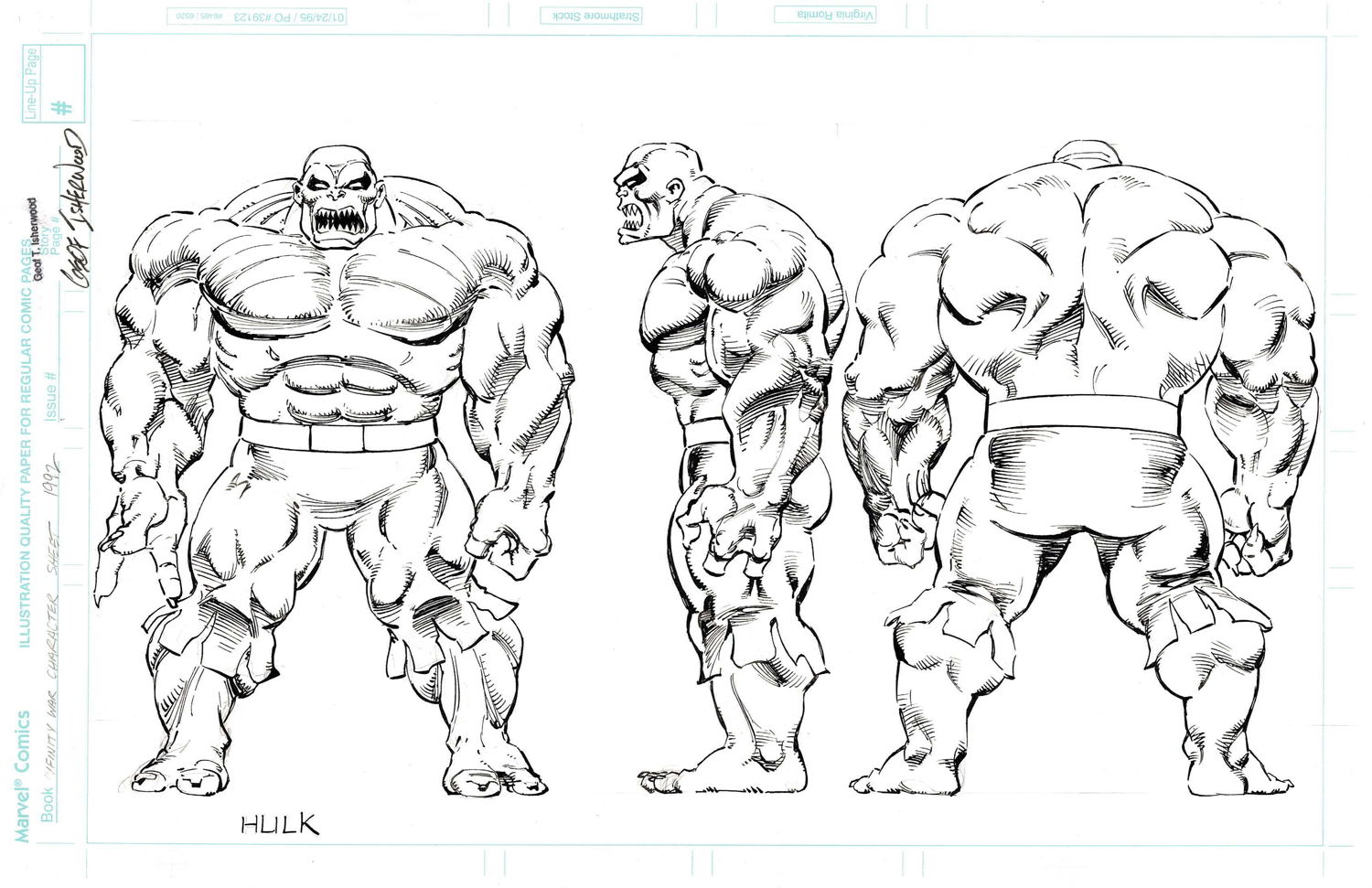 Infinity War Evil Hulk character sheet art by Geof Isherwood (1992 ...