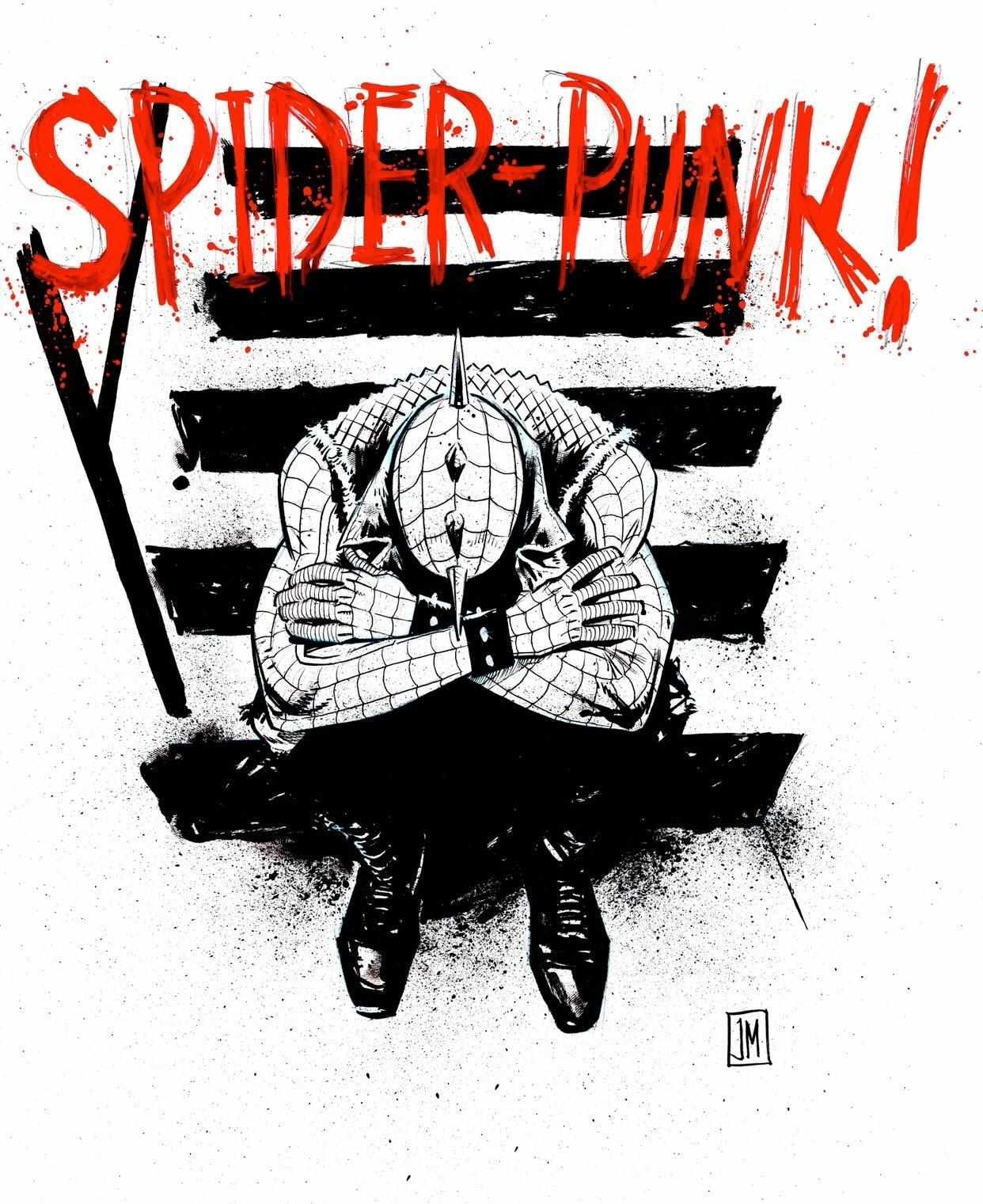 Spider-Punk - Rancid: And Out Come The Wolves homage art by Justin 
