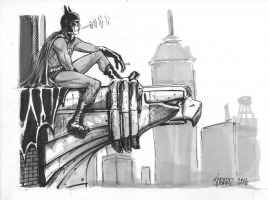 Batman on a gargoyle - James O'Barr Comic Art