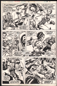 Frank Robbins -- Invaders #17 page -- 1st Warrior Woman --  Stay back! I don't hit women!  Comic Art