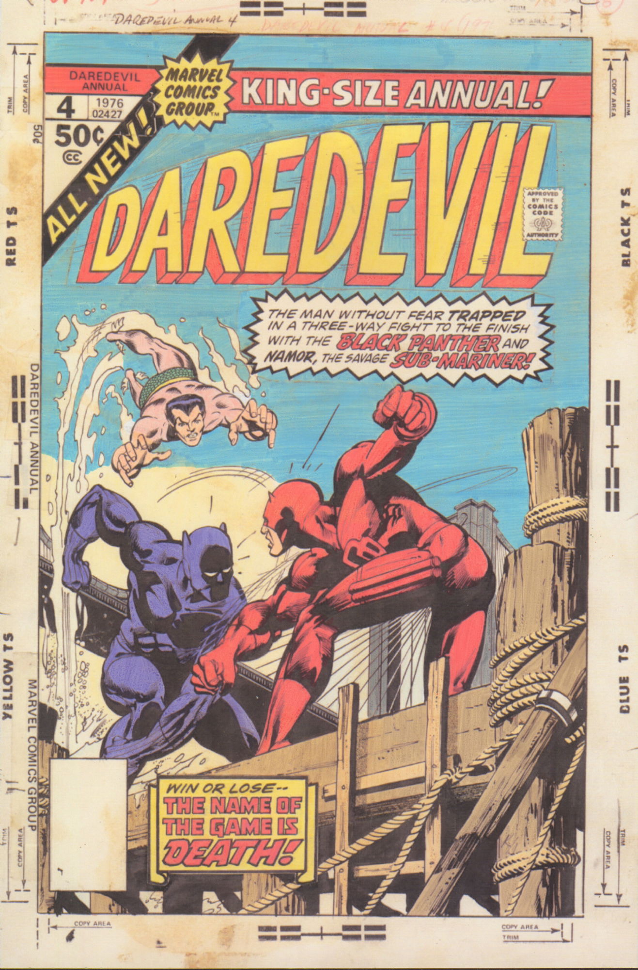 GIL KANE Daredevil Annual # 4, cover Hand colored print, in THE ...