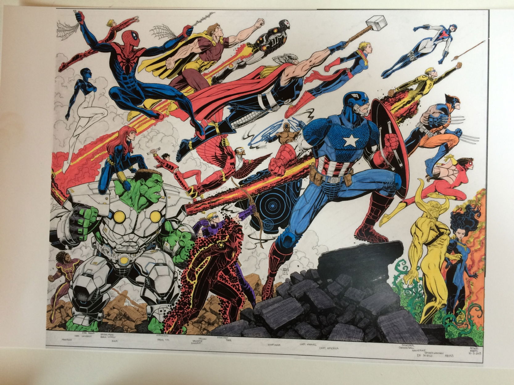 ARTHUR ADAMS Avengers wraparound cover Hand colored print, in THE ...