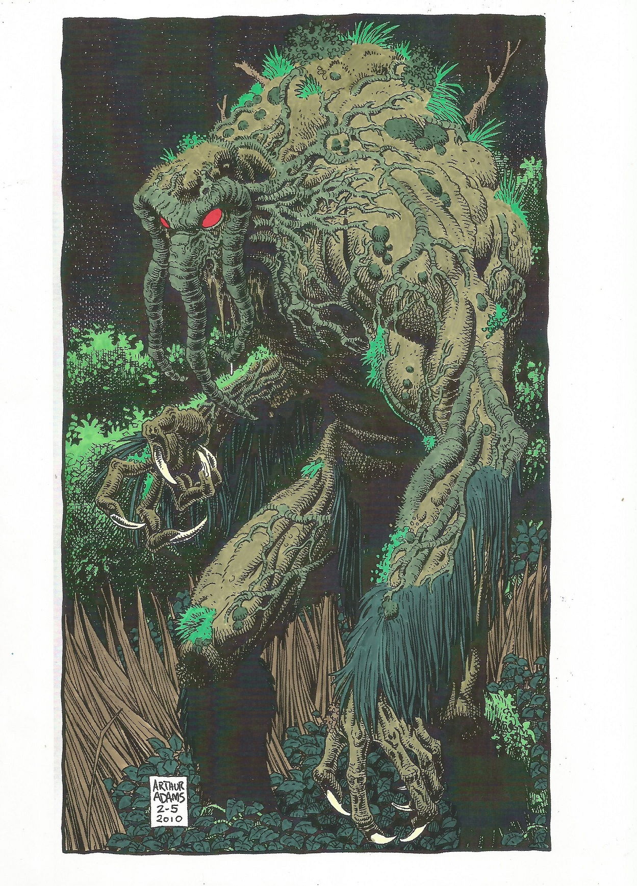 ARTHUR ADAMS Man-Thing pin up, Hand colored Print, in THE COMICART2003 ...