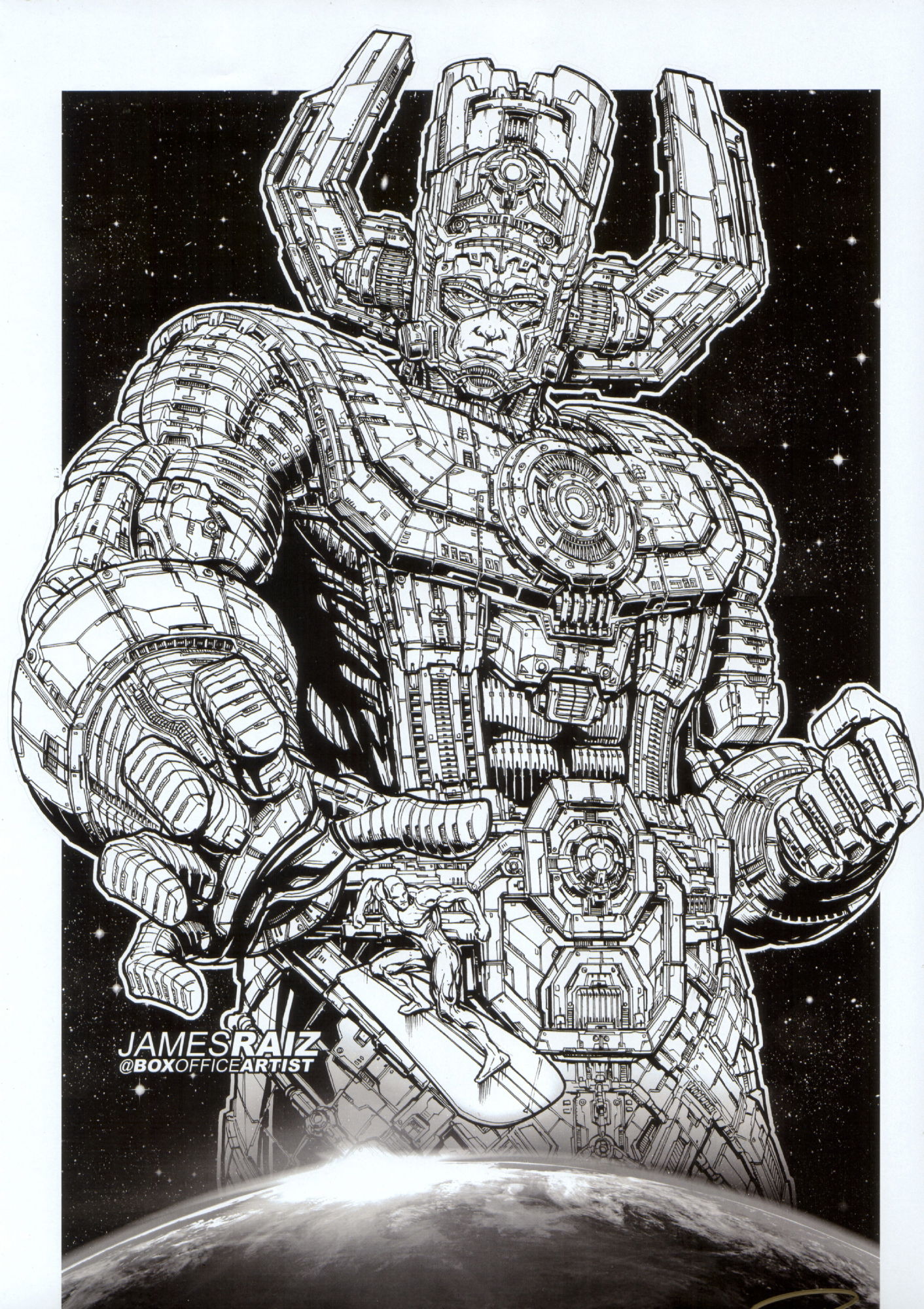 JAMES RAIZ Galactus signed print 11x17, in THE COMICART2003's ART FOR